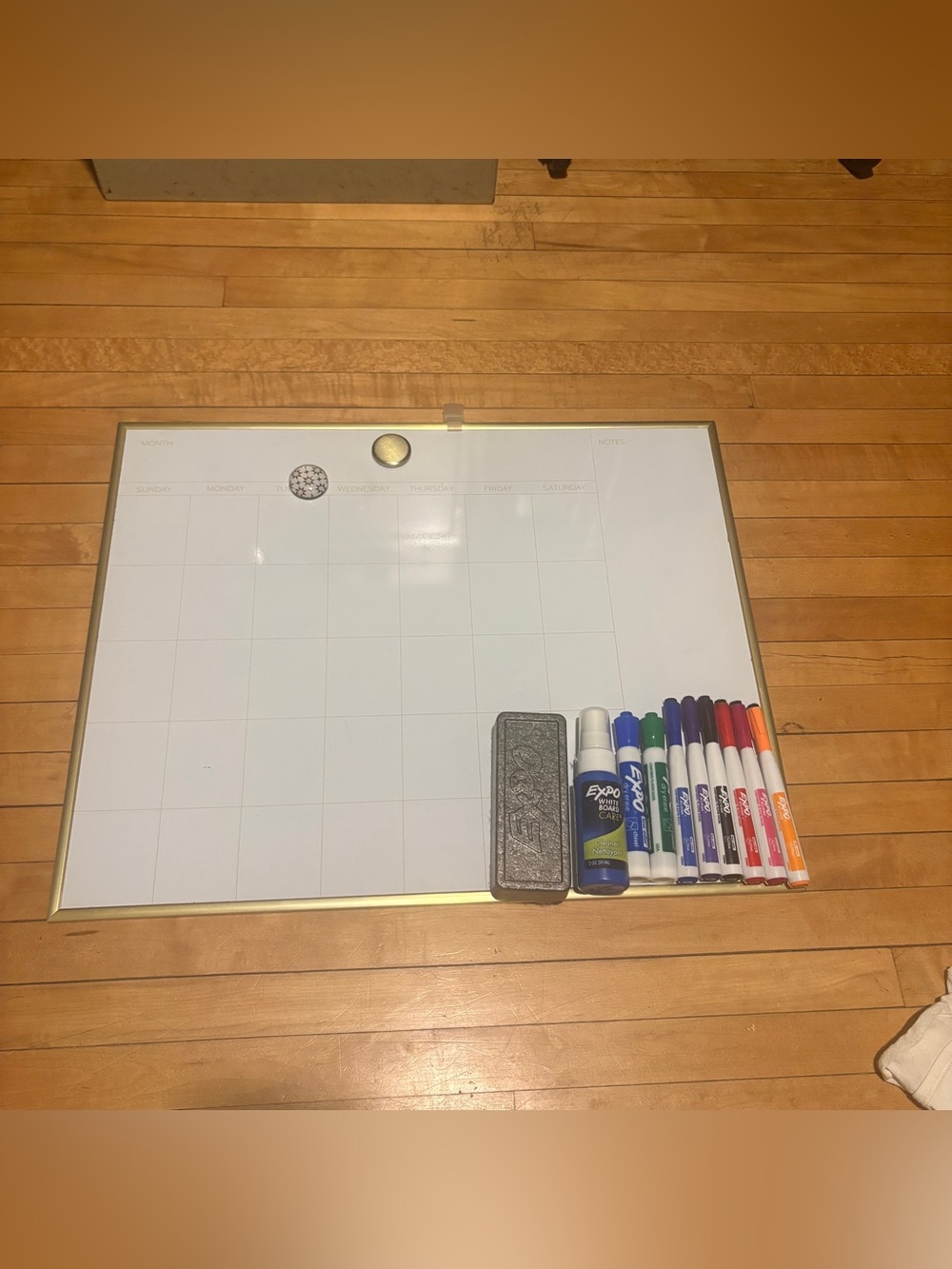 Magnetic Weekly Dry Erase Planner with Gold Frame - White Surface